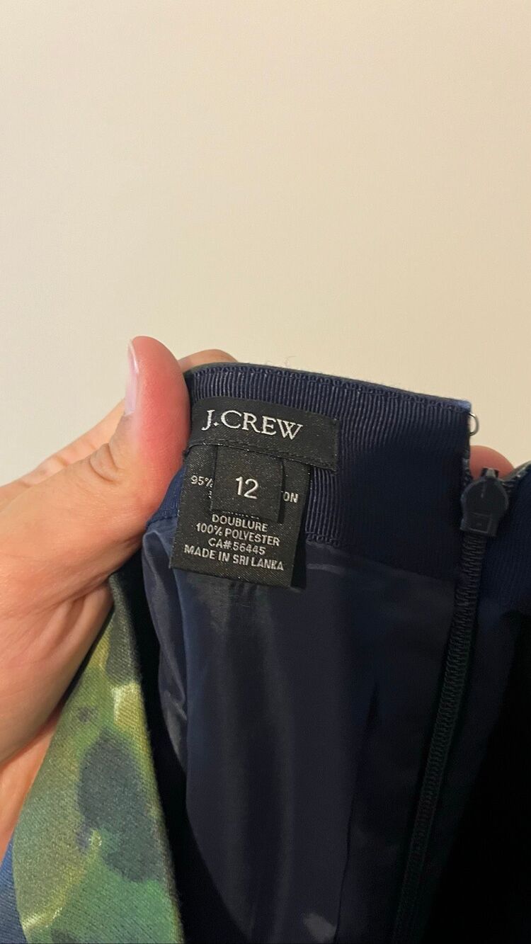 J.Crew No. 2 Pencil Skirt Women 12 Blue Green Floral Excellent Cotton Blend - Picture 7 of 7